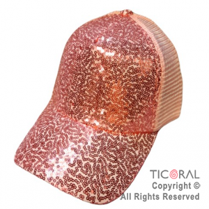 SOMBRERO GORRA TRUCKER LENTEJUELAS ROSA CAP x 1